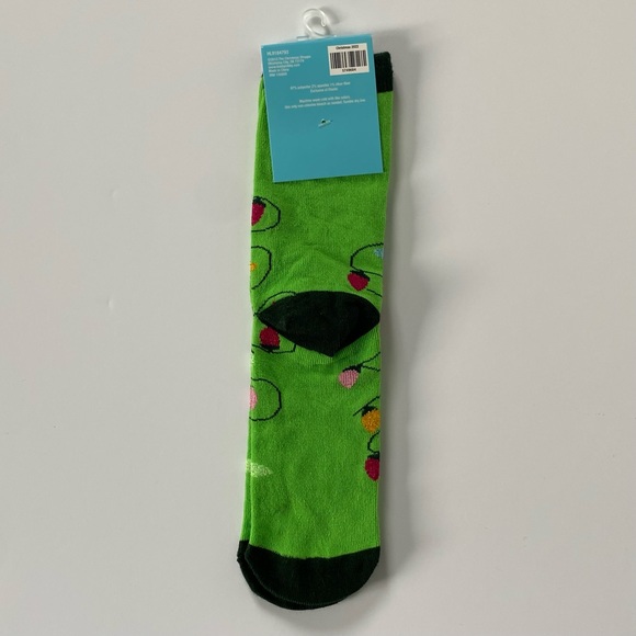Christmas Tree Lights Socks Crew NWT Green OSFM Colorful New Adult Bulbs - Picture 5 of 13